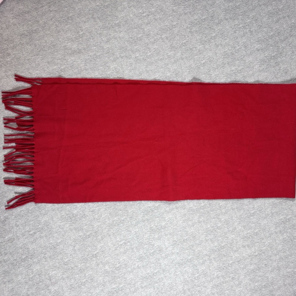 POLO RALPH LAUREN Signature Italian Wool Red Scarf with Pony - Picture 7 of 9